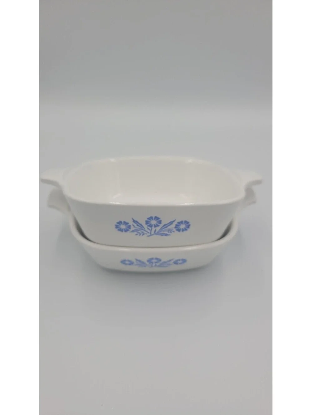 Vintage Corning Ware P-41 Petite Pan Set of 2 White Blue Floral Casserole Dishes